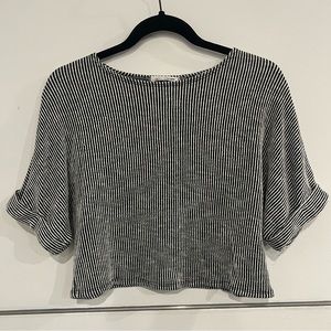 Caution To The Wind Black and White Striped Boxy Top